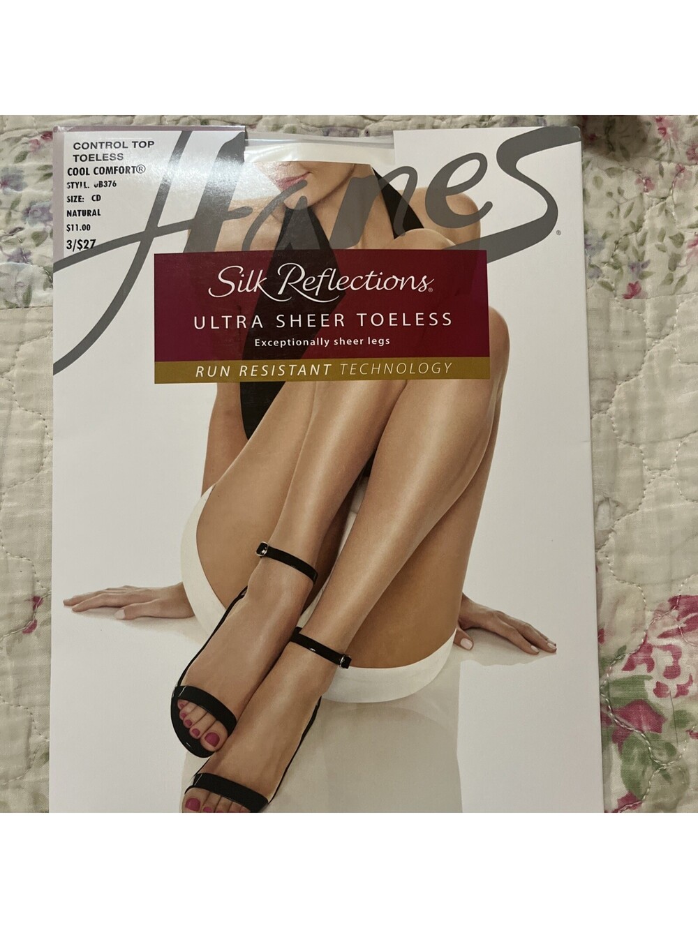 Hanes Silk Reflections Ultra Sheer Toeless Pantyhose CD Natural B376 New